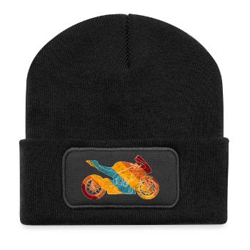 Motorcycle Supersport Rainbow Colors - Recycled Patch Beanie - black - Front
