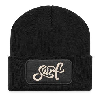 Surf Lettering - Recycelte Patch Beanie - Schwarz - Vorne