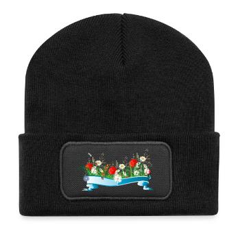 colorful spring meadow with flowers and insects - Recycled Patch Beanie - black - Front