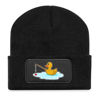 Pêche à la canne pêcheuse pour les pêcheurs canards - Beanie recyclé à patch - noir - Devant