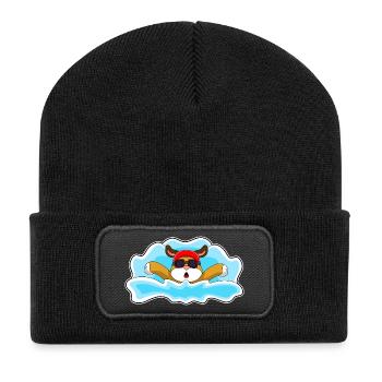 Natation pour chiens Lunettes de natation Été - Beanie recyclé à patch - noir - Devant