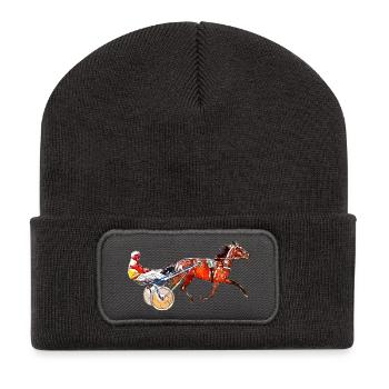 Course de trot - Beanie recyclé à patch - charbon - Devant