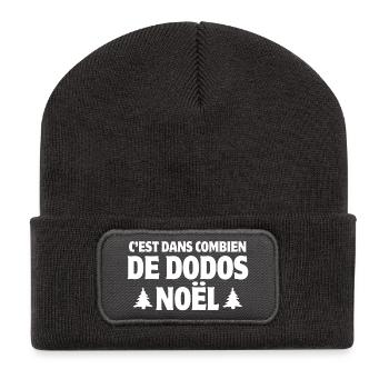 Noël, fêtes de Noël, joyeuses fêtes, père Noël - Beanie recyclé à patch - charbon - Devant