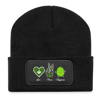 Love, Peace and Happiness - Recycled Patch Beanie - black - Front