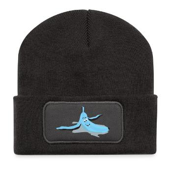 Oeil glissé banane - Beanie recyclé à patch - charbon - Devant