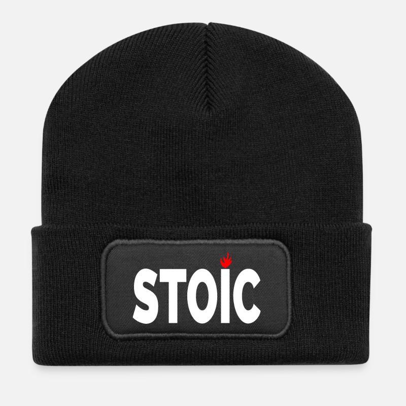 Stoic being stoic typographic artwork - Recycled Patch Beanie - black