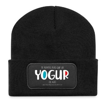 Knoblauchjoghurt (dunkel) - Recycelte Patch Beanie - Schwarz - Vorne