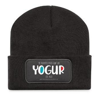 Knoblauchjoghurt (dunkel) - Recycelte Patch Beanie - Dunkelgrau - Vorne
