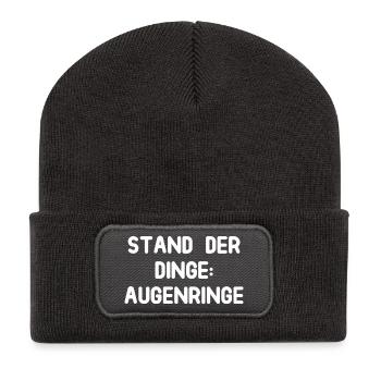 Stand der Dinge: Augenringe - Recycelte Patch Beanie - Dunkelgrau - Vorne