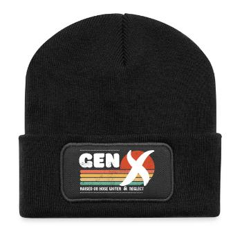 Sonnenuntergang der Generation X - Weiß - Recycelte Patch Beanie - Schwarz - Vorne