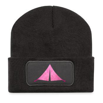 Tent Fell Camping Flausching Camper Outdoor Pink - Recycled Patch Beanie - dark grey - Front