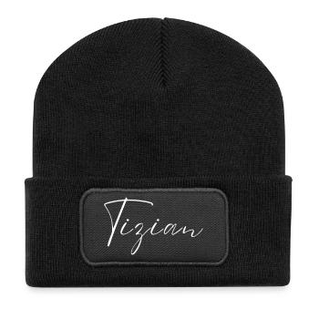 Tizian Name T-Shirt Geschenk Für Männer - Recycelte Patch Beanie - Schwarz - Vorne