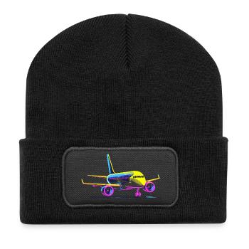 Airplane Cartoon Style - Recycled Patch Beanie - black - Front
