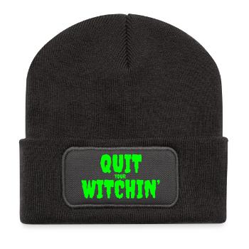 Sorcière verte effrayante Quit Design - Beanie recyclé à patch - charbon - Devant