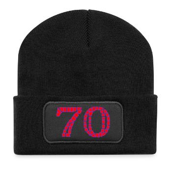 70. 70 JAHRE. 70-JÄHRIGES JUBILÄUM. 70-JÄHRIGES JUBILÄUM. - Recycelte Patch Beanie - Schwarz - Vorne