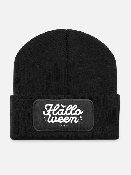 Halloween Night Bat Silhouette - Recycled Patch Beanie - black