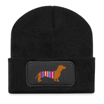 Dachshund Stripe Dog Dog Breed Dog Dog Walk Bello Fan - Recycled Patch Beanie - black - Front