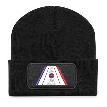 Hackbrett blau rot - Recycelte Patch Beanie - Schwarz - Vorne