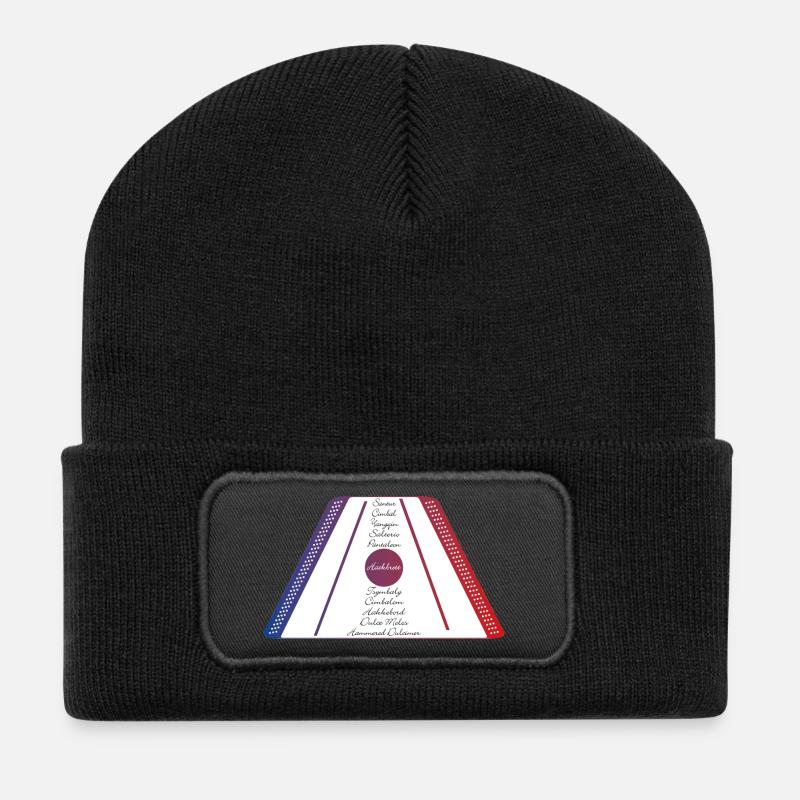 Hackbrett blau rot - Recycelte Patch Beanie - Schwarz