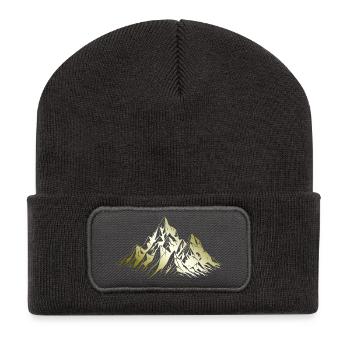 Montagnes Alpes Montagnes - Beanie recyclé à patch - charbon - Devant