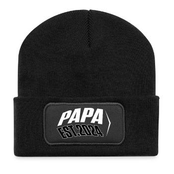 Papa Est.2024 Shirt - Recycelte Patch Beanie - Schwarz - Vorne