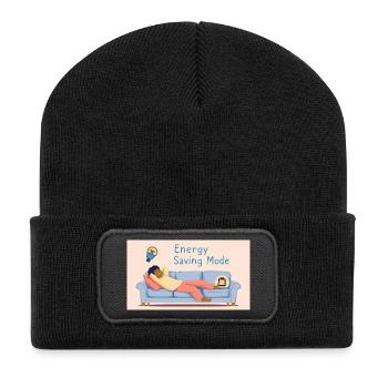 Ich bin nicht faul ich bin im Energiesparmodus - Recycelte Patch Beanie - Schwarz - Vorne