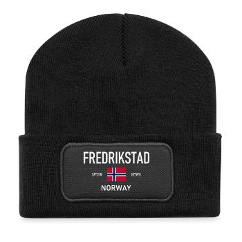 Fredrikstad - Norwegen - Koordinaten - Flagge - Recycelte Patch Beanie - Schwarz - Vorne