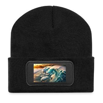 Surfeurs de pipelining - Beanie recyclé à patch - noir - Devant