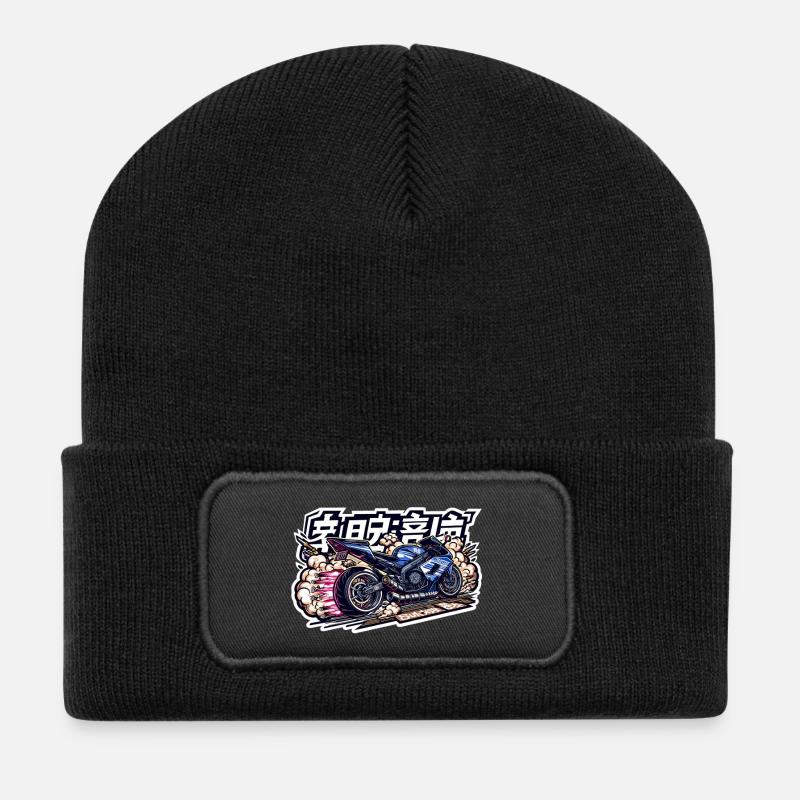 JDM Supersport Bike - Recycelte Patch Beanie - Schwarz
