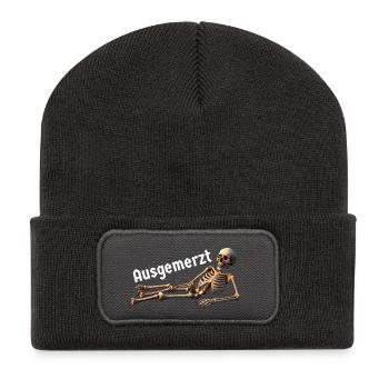Muedes Skelett ausgemerzt - Recycelte Patch Beanie - Dunkelgrau - Vorne
