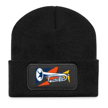 Trompete Pop Art - Recycelte Patch Beanie - Schwarz - Vorne