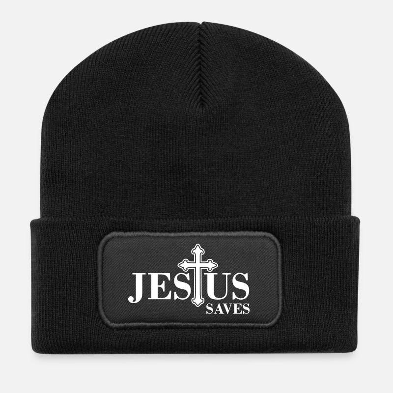 Jesus Rettet - Recycelte Patch Beanie - Schwarz