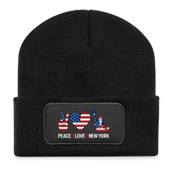 Peace Love New York - Recycelte Patch Beanie - Schwarz - Vorne