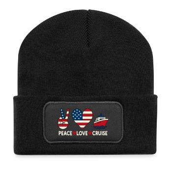 Peace Love Cruise USA Thème des vacances - Beanie recyclé à patch - noir - Devant