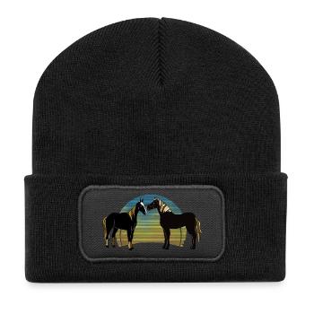 Pferde - Recycelte Patch Beanie - Schwarz - Vorne