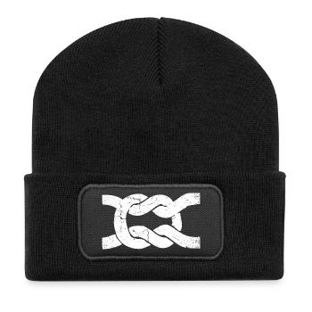 Sailor's knot | node | Knoten - Recycelte Patch Beanie - Schwarz - Vorne