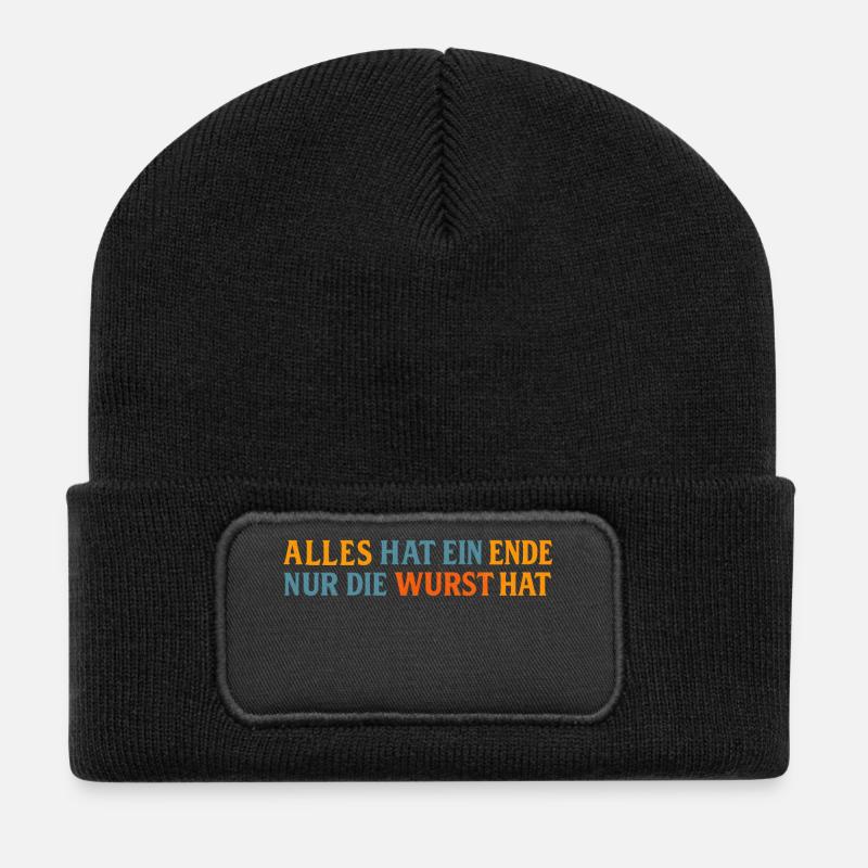 Tout a une fin sauf la saucisse - Beanie recyclé à patch - noir