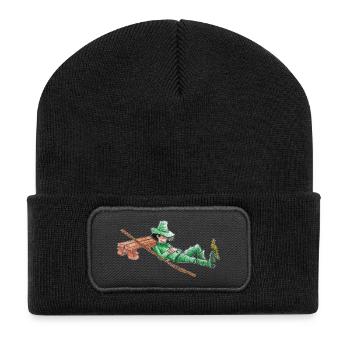 A nap for the green wanderer "GreenVagrant" - Recycled Patch Beanie - black - Front