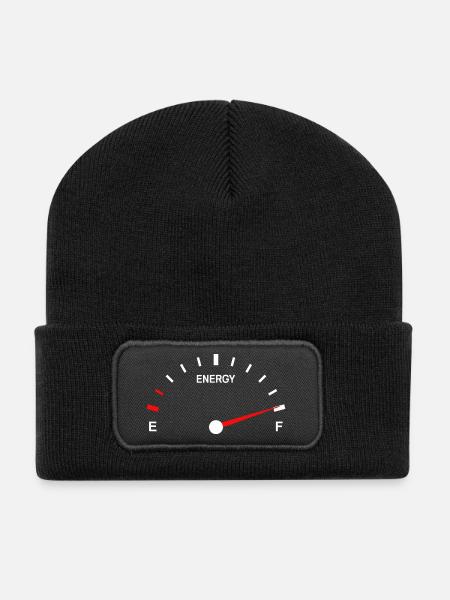 Vibrant Fuel Gauge Abstract Design - Recycled Patch Beanie - black
