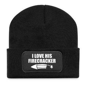 Ich liebe sein Feuerwerkskörper-Paar, 4. Juli - Recycelte Patch Beanie - Schwarz - Vorne