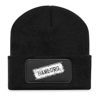 Streetstyle Hamburg City Print - Recycled Patch Beanie - black - Front