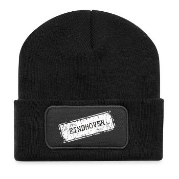Eindhoven City Skyline Silhouette - Recycelte Patch Beanie - Schwarz - Vorne