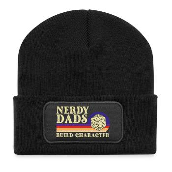 Nerdy Dads Build Character RPG Tabletop Geek Life - Recycled Patch Beanie - black - Front