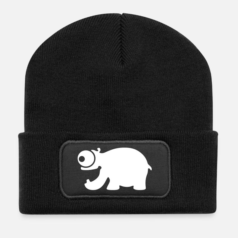 Funny hippo - Recycled Patch Beanie - black