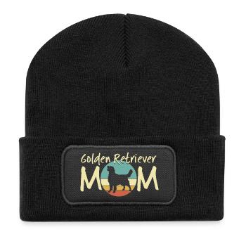 Illustration de maman Golden Retriever - Beanie recyclé à patch - noir - Devant