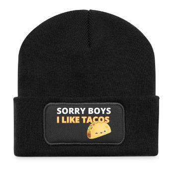 Sorry Boys I Like Tacos Graphic Tee - Recycled Patch Beanie - black - Front