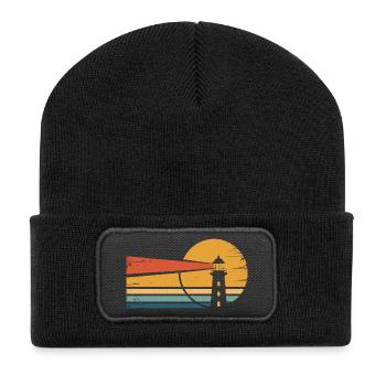 Phare Rétro Coucher de soleil - Beanie recyclé à patch - noir - Devant