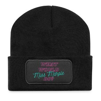 Was würde Miss Marple machen Neon - Recycelte Patch Beanie - Schwarz - Vorne