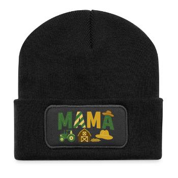 Mama of the Birthday Boy Tractors Farm Trucks  - Beanie recyclé à patch - noir - Devant