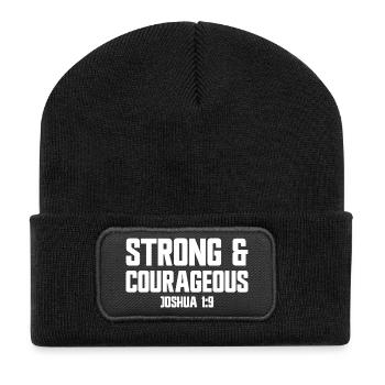 Fort et courageux Josué 1:9 Jésus courageux - Beanie recyclé à patch - noir - Devant